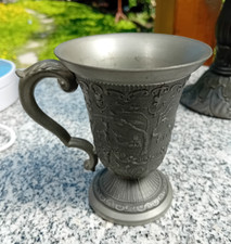 Fein Zinn / kleiner Krug / Schmuckvase Krug Kanne Humpen Vintage mit gold versch