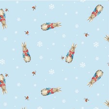 PETER RABBIT AT CHRISTMAS DIGITAL PRINT FABRIC - WOOLLY SCARF - BLUE
