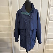 Eddie Bauer Rain Jacket VTG Womens Blue Gor-tex Wind Breaker Waterproof Medium