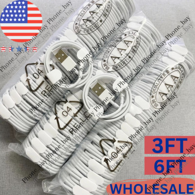 Wholesale Bulk Lot USB Cable 3Ft 6Ft For Apple iPhone XR XS 8 7 14 Charger Cord