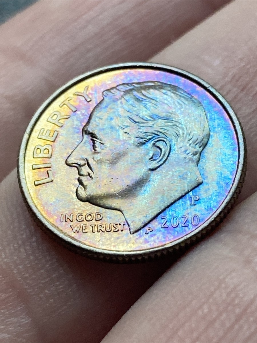 2020 P Roosevelt Dime Actual Coin Jaw-dropping Exquisite Rainbow