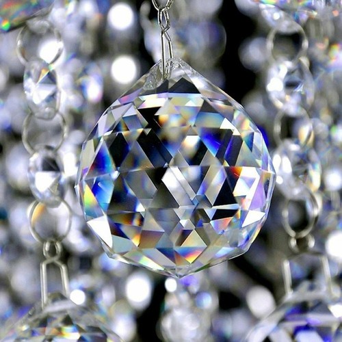 Pendentif prisme boule en verre à facettes cristal suspendu capteur de soleil et pièces lustre - Photo 1/10