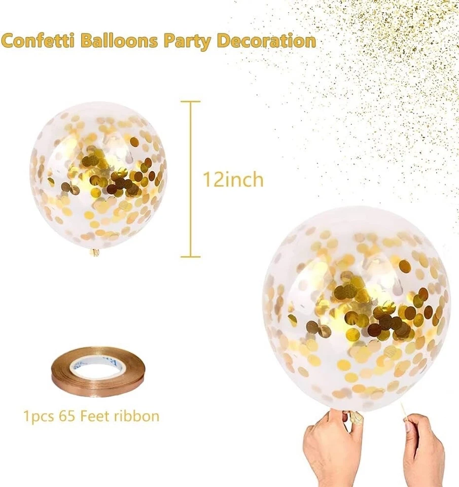 Globos de confeti coloridos de 12 pulgadas feliz cumpleaños boda fiesta decoración Reino Unido Foto 3 de 3