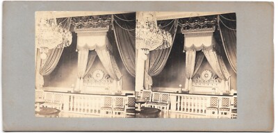 Stereo Photo Versailles Trianon Bed of Queen Marie Antoinette circa 1860
