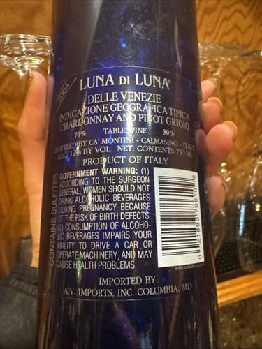 Luna Di Luna Large Cobalt Blue Chardonnay Bottle Original Vintage empty - Picture 5 of 5