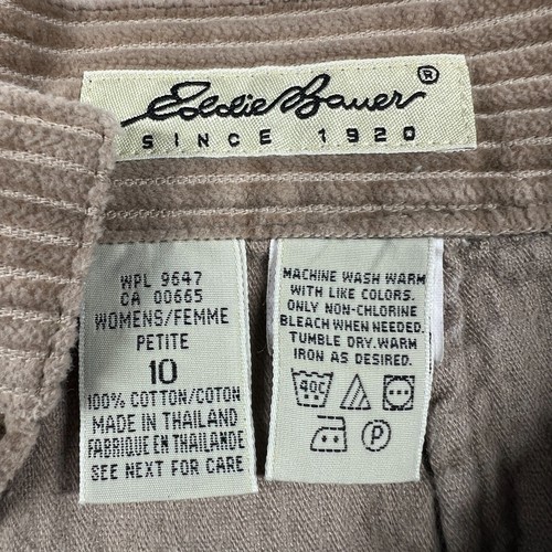 VTG Eddie Bauer Pants Womens Sz 10 Petite Brown Pleated Wide Wale Cuffed Hiking - Picture 11 of 16