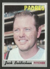 1970 Topps #284 Jack Baldschun San Diego Padres ex