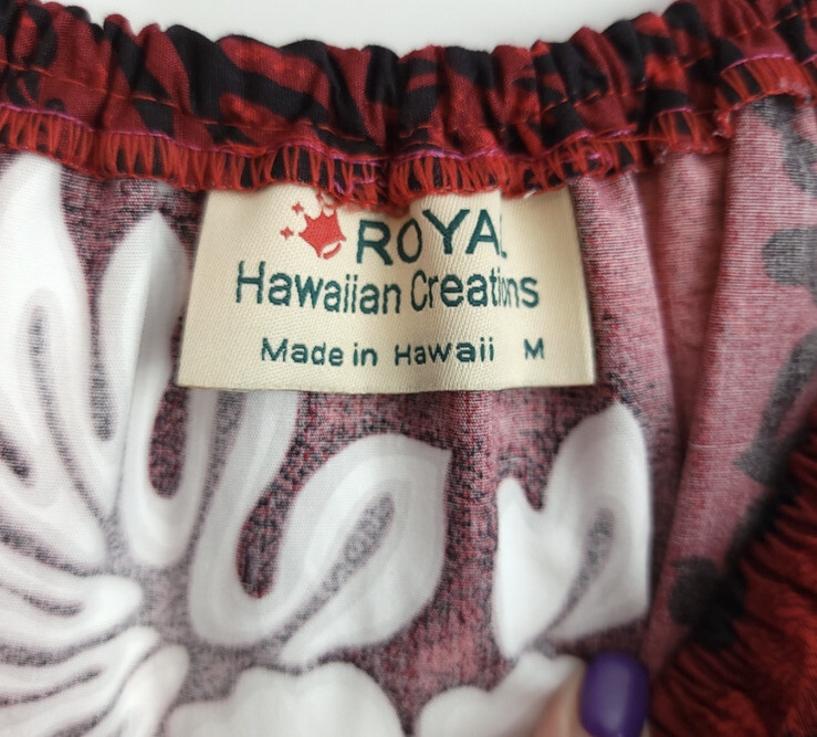うめ様  3月購入  7950 VTG Royal Hawaiian Creations Hibiscus Red/Black MuuMuu, Size