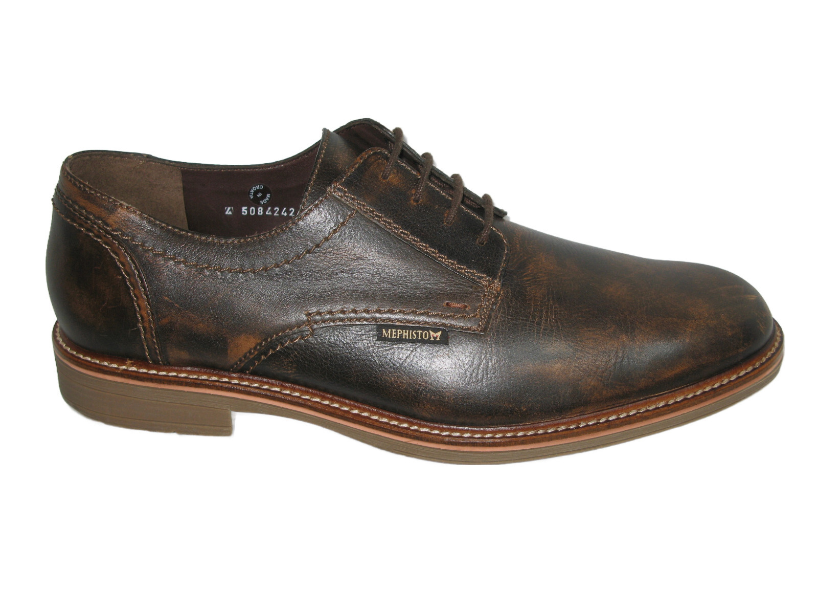 SAOLA Scarpe eleganti derby da uomo Mephisto in pelle marrone taglia USA 13 invecchiate in fabbrica