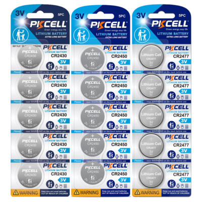 Lot 3V Button Coin Cell CR2430 CR2450 CR2477 3Volt Watch Batteries PKCELL