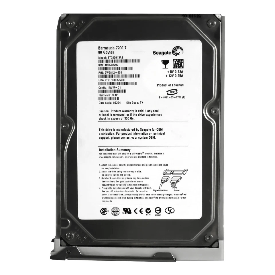 Hard Drive Sun 540-6520-01 ST380013AS 80GB 7.2K 8MB SATA 3.5'' - Image 3 of 3