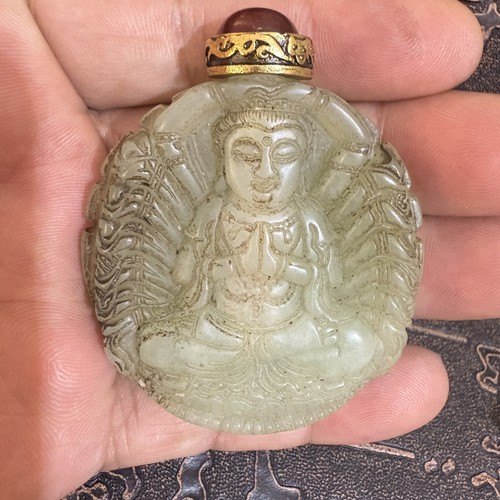 Ancient China, exquisite jade, pure hand carving, Hetian jade, snuff bottle - Picture 3 of 8