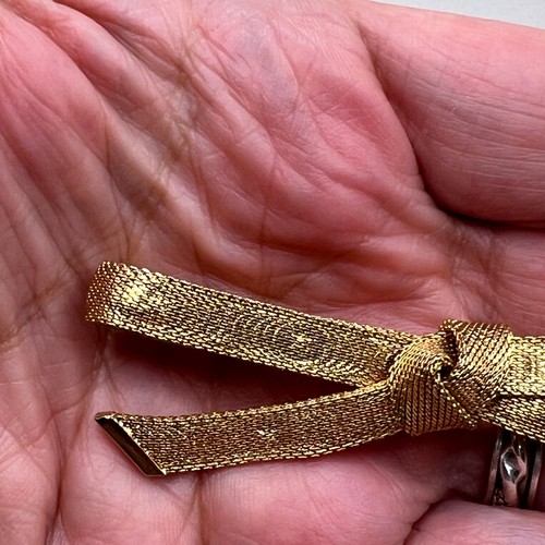 Stunning Vtg 1963 Grosse Germany Dior Textured Star Ribbon Bow Brooch Gold Plate - Picture 3 of 11