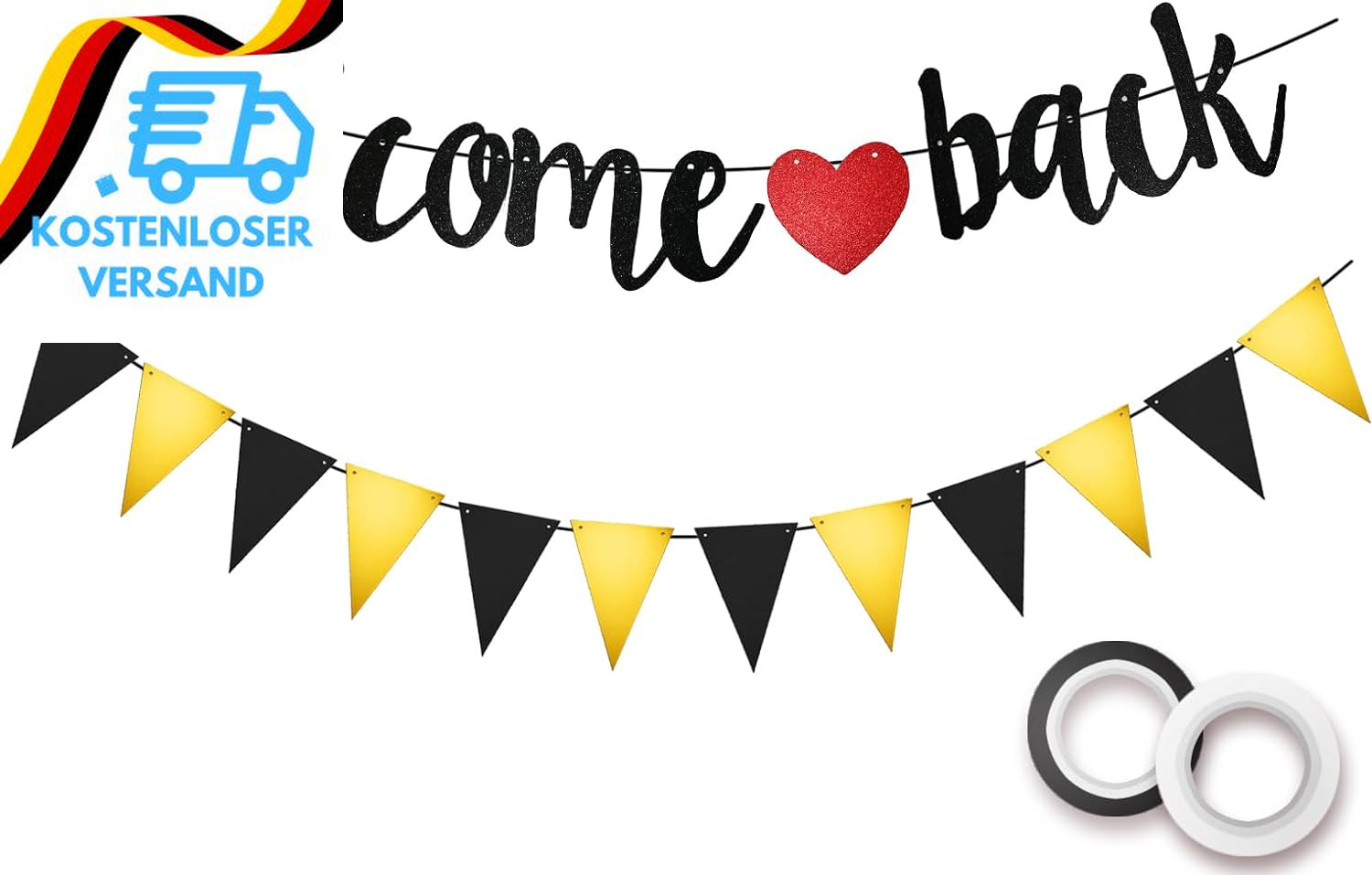 Koliphy Welcome Back Girlande, Schwarz Welcome Back Deko Willkommen Zurück Banne