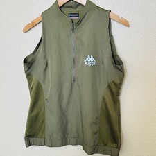 Kappa Lightweight Green Full Zip Vest Collarless Jersey Large