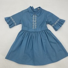 Vintage JC Penney Penn-Prest Toddler Circle Dress Blue Lace