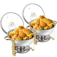 5 Qt Chafing Dishes for Buffet with Glass Lid and Holder Stainless Steel 2PCS