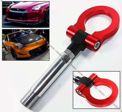 Red JDM Folding Ring Screw On Front/Rear Bumper Tow Hook For Nissan 370Z 350Z