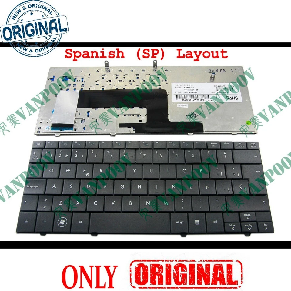 New Laptop keyboard for HP Compaq Mini110 Mini 110 110-1000 102 Black US SP TR - Image 2 of 3