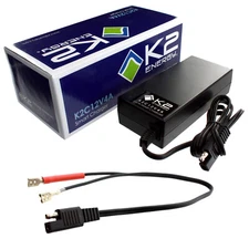 K2 Energy K2C12V4A 12V 4Ah LiFePO4 Charger with Faston 250 Connectors