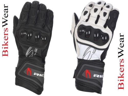 Richa Savage Leather Motorcycle Gloves Black or White Knox protection RRP £89.99 - Afbeelding 1 van 1