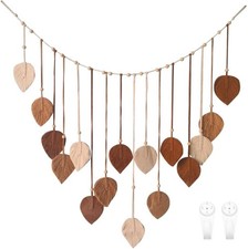 BDKMMS Large Macrame Wall Hanging, Leaves Woven Macrame with Wooden Bead Aesthe