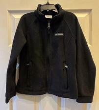 Columbia Boys Fleece Zip Up Black Sweater Size Small 7/8