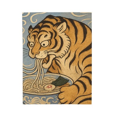 Velveteen Plush Blanket Ukiyo-e Tiger Eating Ramen