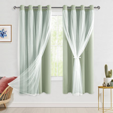 Hiasan Blackout Curtains Sheer Overlay Grommet Thermal Insulated Privacy Mix