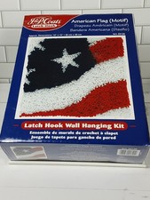 NEW J  P Coats Latch Hook American Flag 12x12 " Precut Yarn Color Printed Desig
