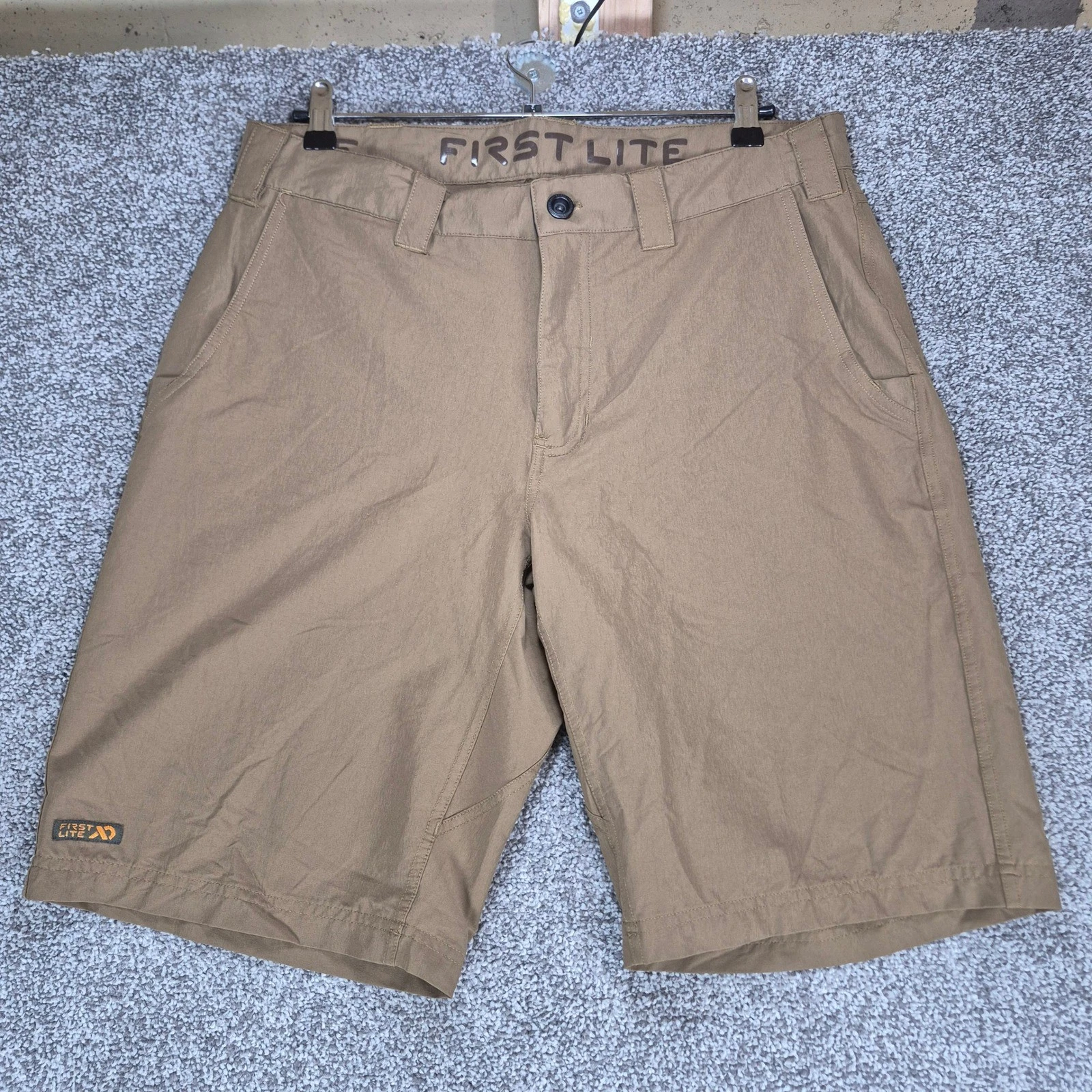 First Lite Guide Lite Shorts Mens 34 Brown Hiking Outdoor Stretch Quick Dry