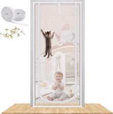 Reinforced Cat Screen Door, 40X84  Heavy Duty Pets Proof 40  X84  , White