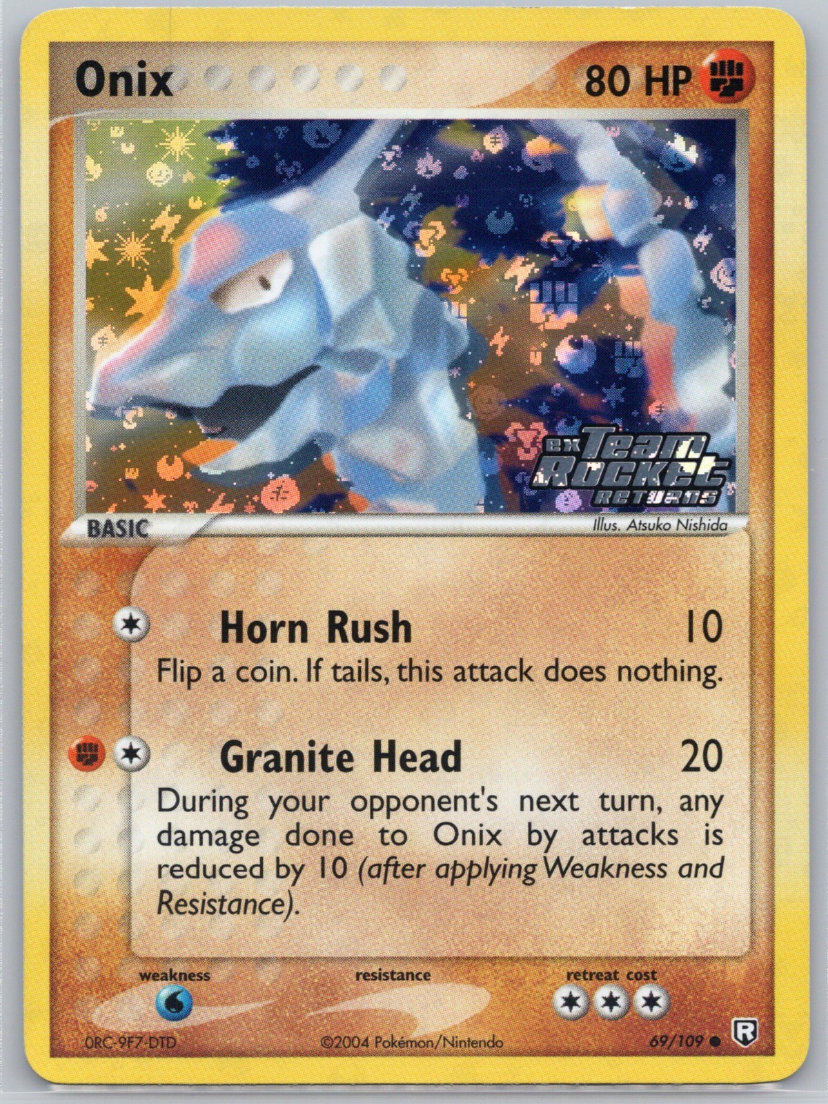 Onix Reverse Holo 69/109 Common Team Rocket Returns Atsuko Nishida NM