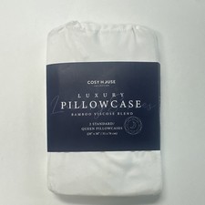 Cosy House Collection Set of 2 Bamboo Viscose Blend Pillowcase, White 20x30 in