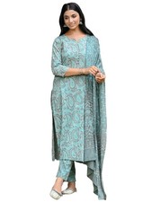 GoSriKi Women's Rayon Blend Straight Printed Kurta with Pant  Dupatta