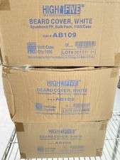 2500 new HIGH FIVE AB109 Spunbond PP White Beard Covers, Hair Net Protector