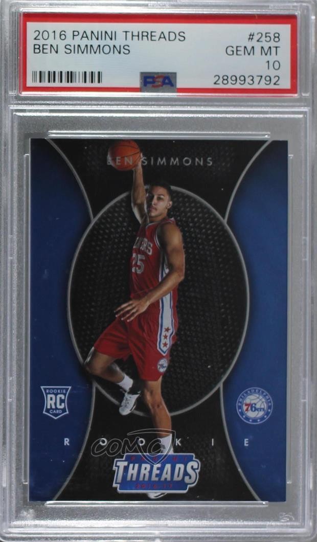 2016-17 Panini Threads Micro Etch Rookies Ben Simmons #258 PSA 10 GEM MT r5u
