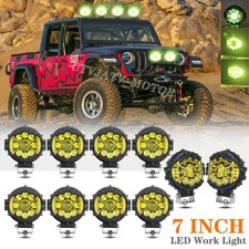 Barra de luces LED redondas de trabajo de 7 pulgadas vainas conducción ámbar faros antiniebla camión todoterreno