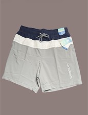 Speedo Men's Lined Comfort Stretch Swim Trunks UPF 50 Gray Navy XL NWT