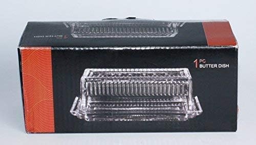 Bezrat Glass Butter Dish with Lid | Classic 2-Piece Design Clear - Picture 8 of 8
