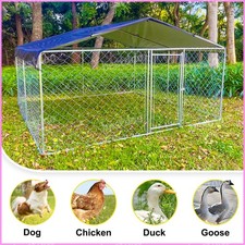 10x10ft Outdoor Metal Dog Fence with Cover Dog House UV Protection  Waterproof