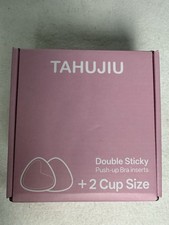 TAHUJIU Double Sticky Push-Up Bra Inserts 2 Cup Size Beige Reusable