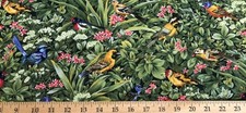 Songbird Valance - Tropical Bird Botanical Curtain - Colorful Garden Bird Print
