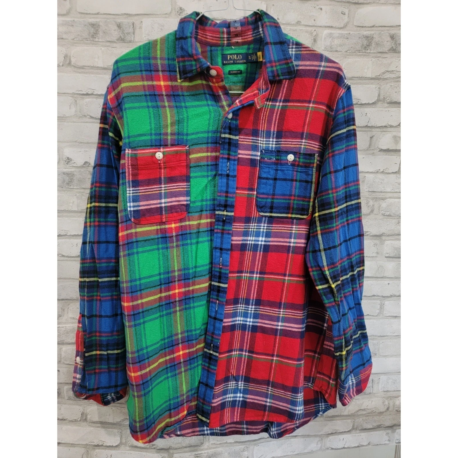 Polo Ralph Lauren Mens XL Classic Fit Multi-Plaid Twill L/S Woven Funshirt