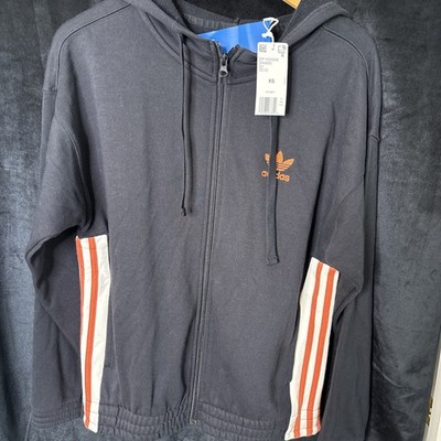 NWT Adidas  Adibreak Zip Hoodie Black White Coral Breakaway Zip Up DH4665 W  XS