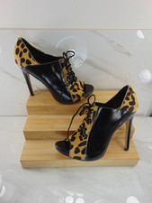 VIA SPIGA Heels Leopard Animal BLACK Leather Pumps US 7.5 M / EU 38 M 295.00