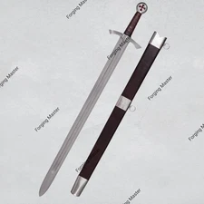 Hand Forget Movie Replica Sword Templar Knights Medieval Crusaders with Scabbard