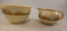 Burleigh Ware Balmoral Art Deco Cream Jug & Sugar Bowl Floral Design VGC 