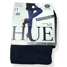 HUE Cool Temp Tights with Control Top Womens Size 1 Navy Blue NWT