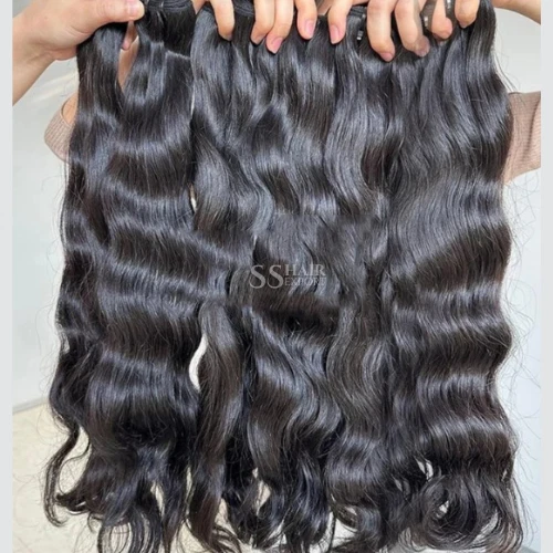 Feixes de cabelo humano ondulado preto trama de cabelo virgem processado extensões de cabelo - Imagem 4 de 4